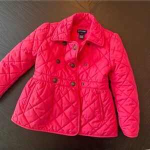 Ralph Lauren Girls' Quilted Hot Pink Peplum Puffer Jacket
